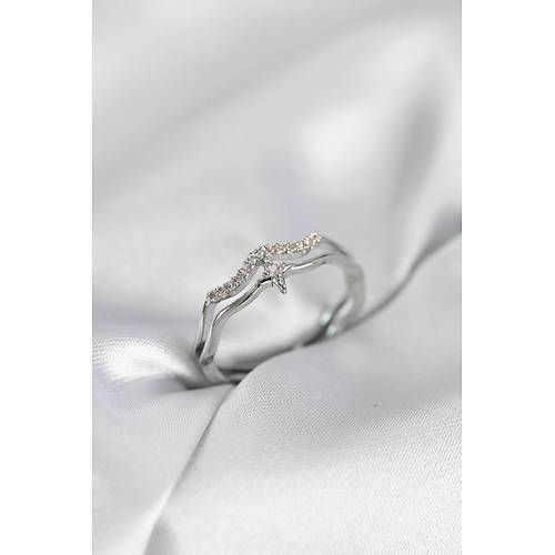 Minimal Y�ld�z Model G�m�� Renk Zirkon Ta�l� Kad�n Y�z�k