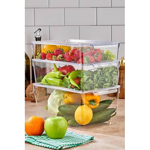 3'L� Vakum D��meli Kapakl� Dolap ��i Organizeri & K�r�lmaz D�zenleyici Kutu (9 Lt 6,5 Lt 4,5 Lt)