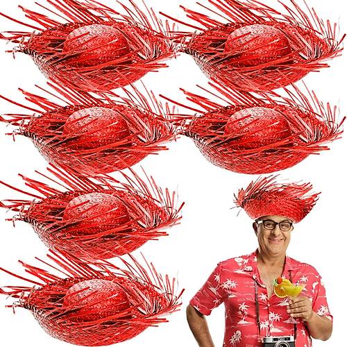 Tropikal Parti K�rm�z� Has�r Hawaii �apkas� 13x36 cm