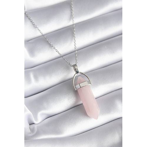 316L �elik G�m�� Renk Pembe Ta�l� Kad�n Kolye