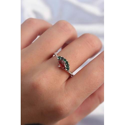 Pirin� G�m�� Renk Renkli Zirkon Ta�l� Ayarlanabilir Karpuz Model Y�z�k