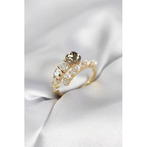 Gold Renk Pirin� Zirkon Ta�l� �ncili Kad�n Y�z�k