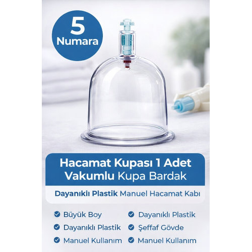 5 Numara Hacamat Kupas� 1 Adet Vakumlu Kupa Bardak � Dayan�kl� Plastik Manuel Hacamat Kab�