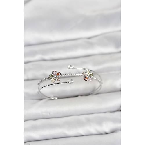 G�m�� Renk Pirin� Zirkon Ta�l� �i�ek Model Kad�n Bileklik
