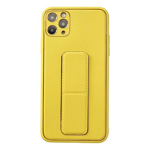 iPhone 11 Pro Max K�l�f Coco Deri Standl� Kapak - Sar�