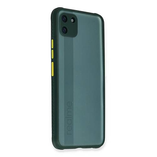 Realme C11 K�l�f Miami �effaf Silikon - Koyu Ye�il