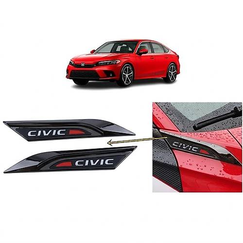 Honda Civic FE1 2022 ve Sonras� Uyumlu �amurluk �st� Ventil Dekoru Seti Parlak Siyah