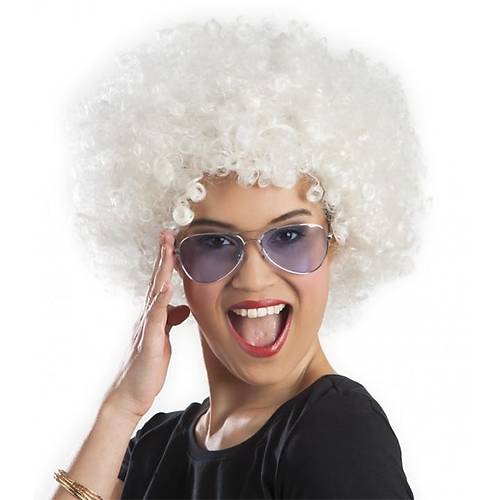 Beyaz Renk K�v�rc�k Afro Bonus Peruk