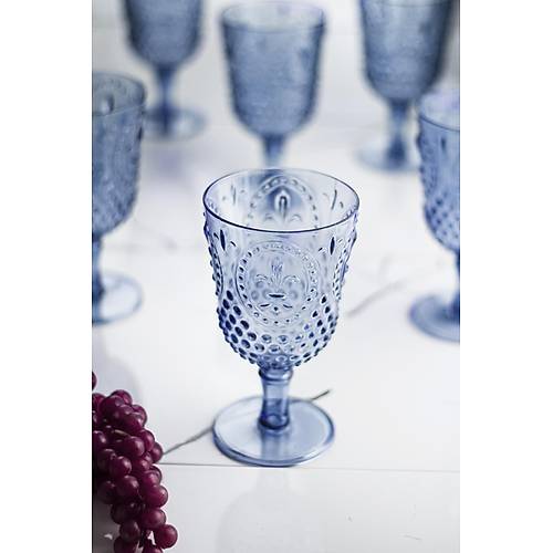 Akrilik Lacivert Tekli Kadeh & Su Me�rubat Kahve Yan� Barda�� 450 ml ( Cam De�ildir )