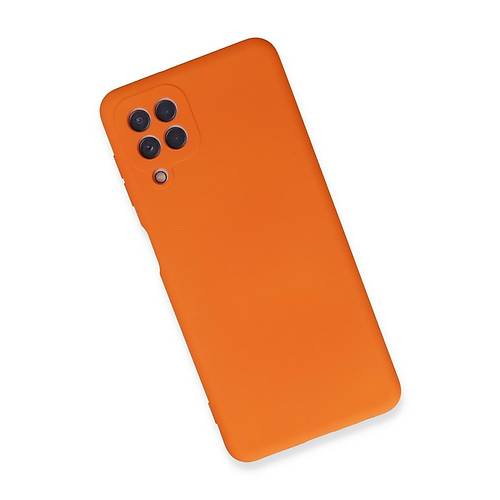 Galaxy A22 K�l�f Nano i�i Kadife Silikon - Turuncu