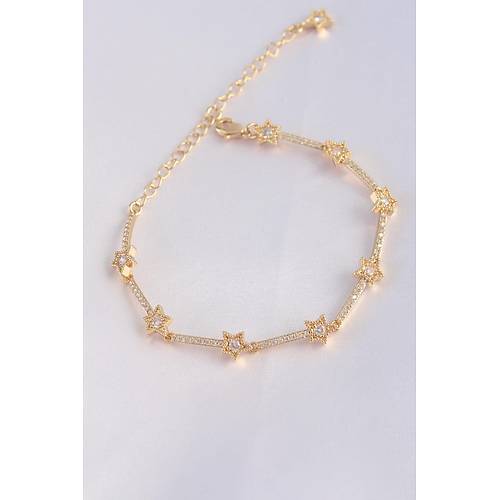 Vip Seri Pirin� Zirkon Ta�l� Gold Renk Halley Model Bileklik