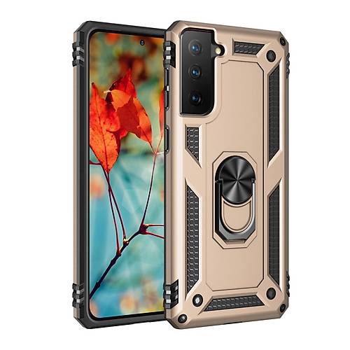 Galaxy S21 K�l�f Sofya Y�z�kl� Silikon Kapak - Gold