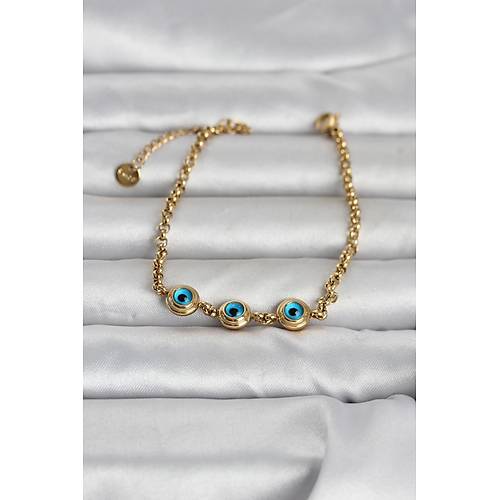 316L �elik Gold Renk Nazarl� Kad�n Bileklik