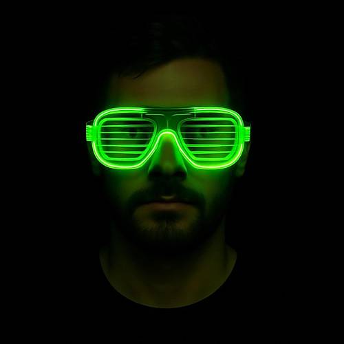 Ye�il LED I��kl� Parti G�zl��� � Neon Glow �erit G�zl�k 3 Modlu