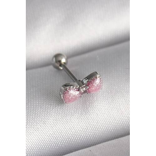 316L �elik G�m�� Renk Pembe Kurdele Zirkon Ta� Detay Tragus Piercing