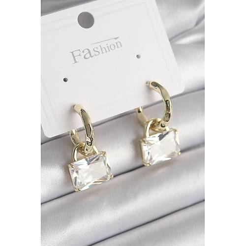 Pirin� Gold Renk Sallant� Zirkon Ta�l� �anta Model Kad�n K�pe