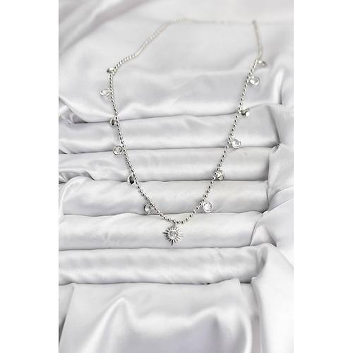 Zirkon Ta�l� Kutup Y�ld�z� Model Pirin� G�m�� Renk Kad�n Kolye