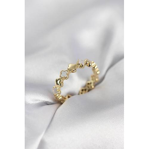 Gold Renk Sedefli Yonca Model Kad�n Y�z�k