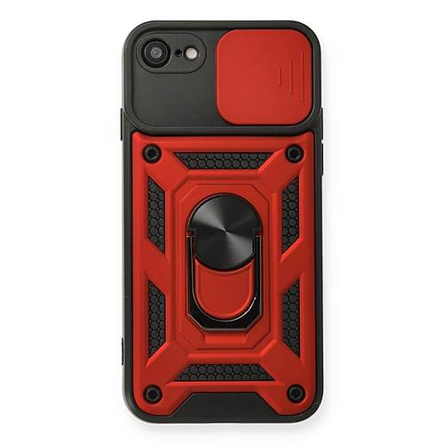 iPhone 7 K�l�f Pars Lens Y�z�kl� Silikon - K�rm�z�