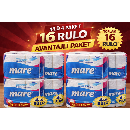 Mare Tuvalet Ka��d� 4'l� Rulo 4 Paket Ekstra Yumu�ak �ift Katl� Dayan�kl� Tuvalet Ka��d�