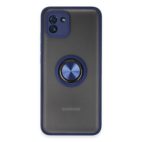 Galaxy A03 K�l�f Montreal Y�z�kl� Silikon Kapak - Lacivert
