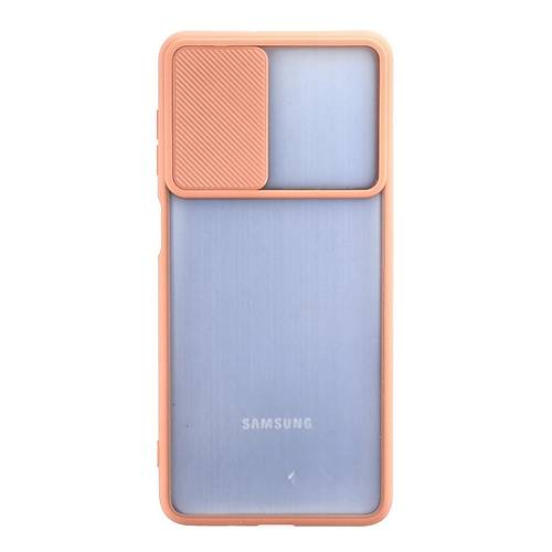 Galaxy M52 5G K�l�f Palm Buzlu Kamera S�rg�l� Silikon - Pembe