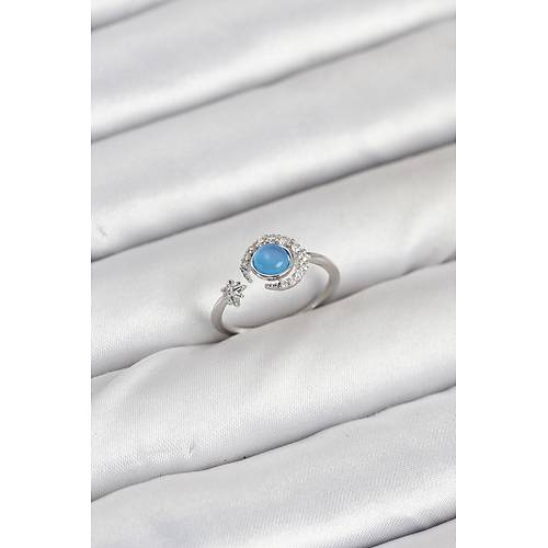 Pirin� G�m�� Renk Zirkon Ta�l� Ay Y�ld�z Kad�n Y�z�k