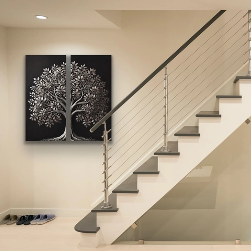 2li Eskitme Krom A�a� Kanvas Tablo 60x120cm x2