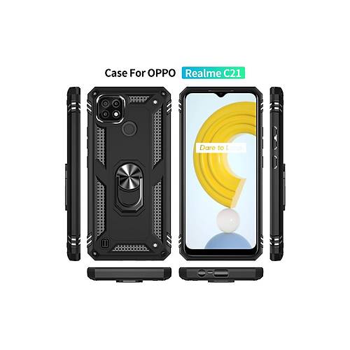 Realme C21 K�l�f Sofya Y�z�kl� Silikon Kapak - Siyah