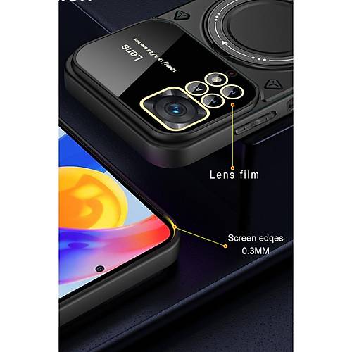 Redmi Note 12 Pro 4G K�l�f Joy Lens Standl� Kapak - Koyu Ye�il