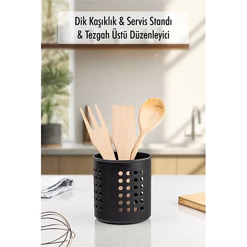Siyah Silindir Dik Ka��kl�k & Tezgah �st� D�zenleyici & Servis Stand�