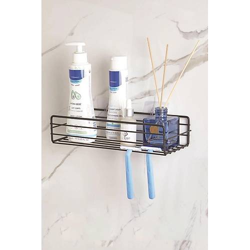 Paslanmaz �elik Yap��kanl� Siyah Duvar Raf� & Organizer & Banyo Du� Ask�s�