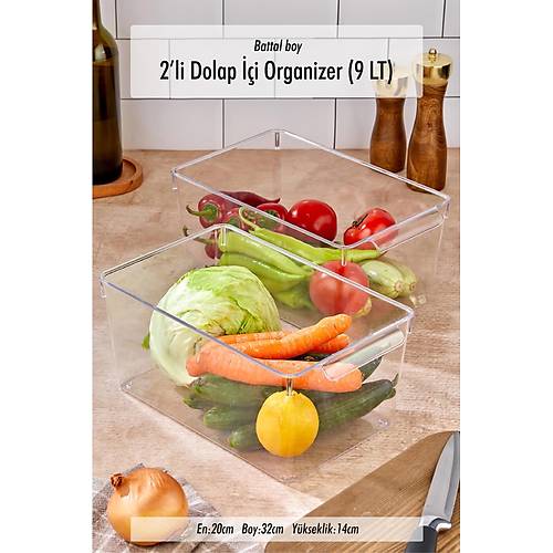 2'li Battal Boy Kapaks�z Dolap ��i Organizeri & K�r�lmaz D�zenleyici Kutu (9Lt)