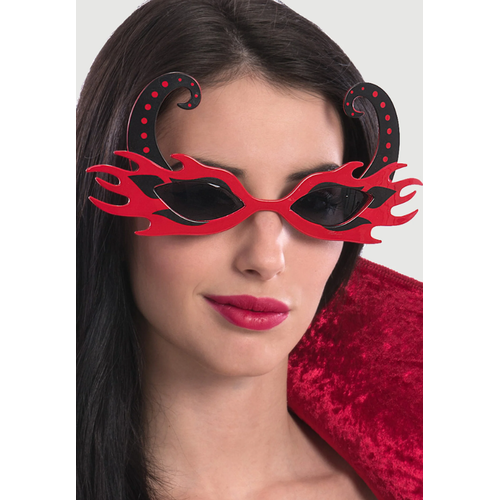 Siyah Boynuzlu K�rm�z� Renk Alevli Parti G�zl��� 21x10 cm