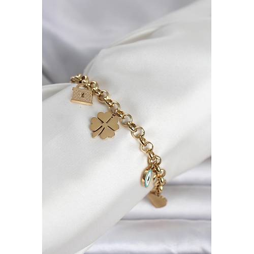 316L �elik Gold Renk Charml� Kad�n Bileklik