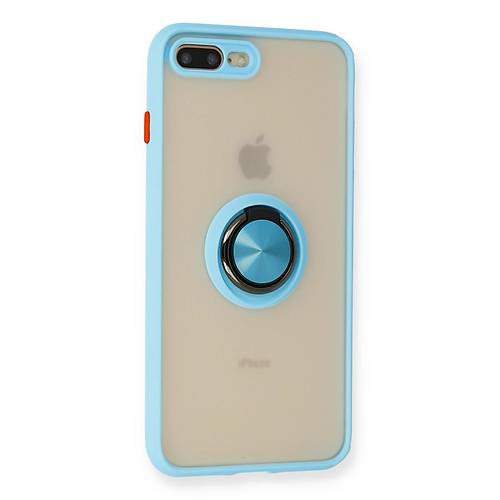 iPhone 7 Plus K�l�f Montreal Y�z�kl� Silikon Kapak - Buz Mavi