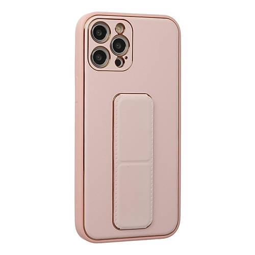 iPhone 12 Pro K�l�f Coco Deri Standl� Kapak - Pembe