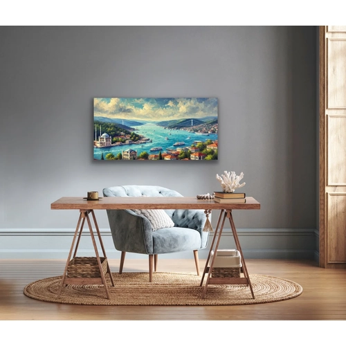 �stanbul Bo�az Manzaras� Kanvas Tablo 60x120cm