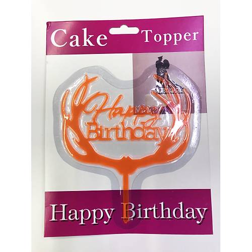Happy Birthday Yaz�l� Turuncu Dall� Pasta Kek �ubu�u
