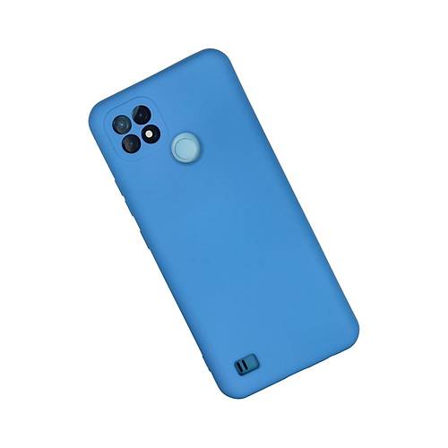 Realme C21 K�l�f Nano i�i Kadife Silikon - Mavi