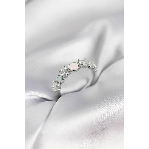 G�m�� Renk Minimal Plaka ve Zirkon Ta�l� Kad�n Y�z�k