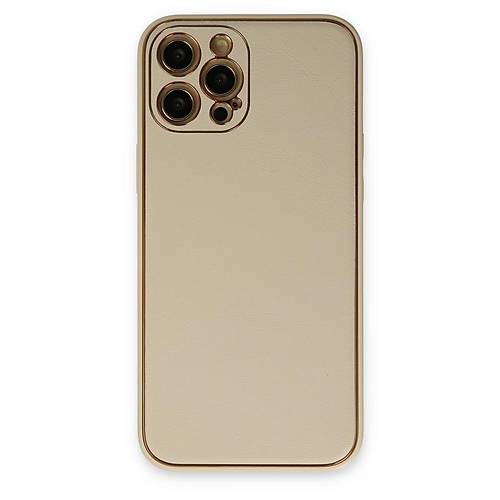 iPhone 12 Pro K�l�f Coco Deri Silikon Kapak - Gold