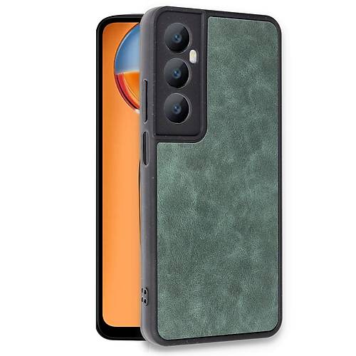 Realme C65 K�l�f Aras Deri Kapak - Koyu Ye�il