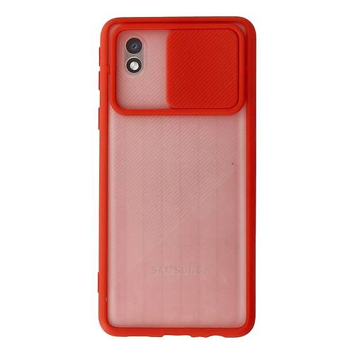 Galaxy A01 Core K�l�f Palm Buzlu Kamera S�rg�l� Silikon - K�rm�z�