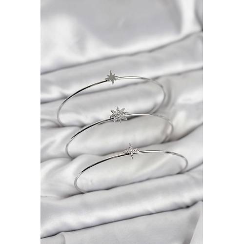 Zirkon Ta�l� Kutup Y�ld�z� Model G�m�� Renk 3'l� Kad�n Bileklik Kombini