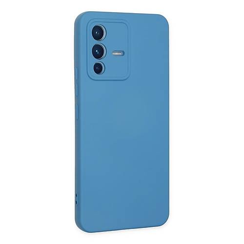 V23 5G K�l�f Nano i�i Kadife Silikon - Mavi