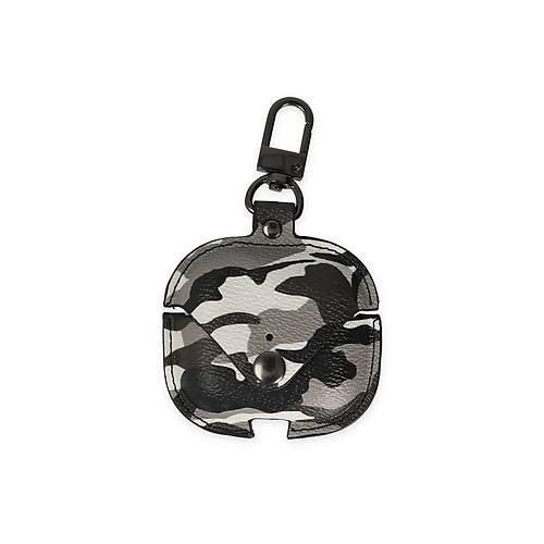 Airpods Pro 2 (2.nesil) �anta Kamuflaj Deri K�l�f - Gri