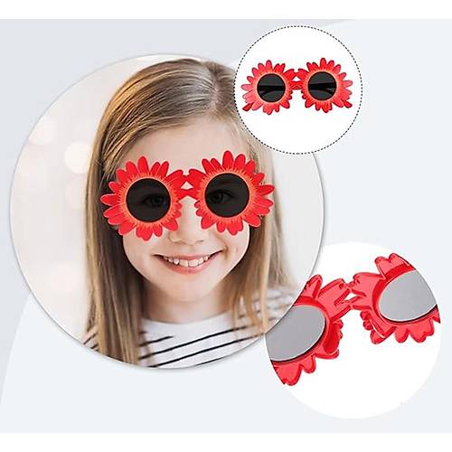 K�rm�z� Renk Papatya �ekilli Parti G�zl��� 18x10 cm