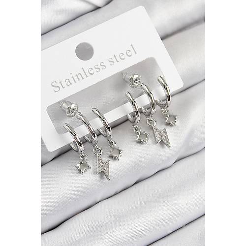 Pirin� Zirkon Ta�l� �im�ek Model G�m�� Renk Kad�n K�pe