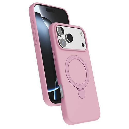iPhone 17 Pro Max Regal Magsafe Standl� Kapak - A��k Pembe